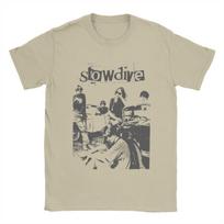 Fashion Slowdive T-Shirts Men Crew Neck Cotton T Shirts Music Short Sleeve Tee Shirt Graphic Tops - M gray