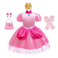 Kosinė princesė Peach Super Mario apranga Vidutinė-didelė Vaikams Luigi rožinė suknelė 140 cm pink