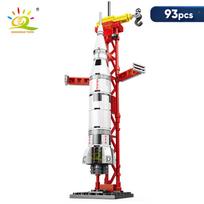 HUIQIBAO Aviation Spaceport Model Space Shuttle Rocket Launch Center Construction Building Blocks MOC Spaceship Kids Bricks Toy red