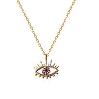 Devil Eye Necklace for Women Rhinestone Evil Eye Pendant Sparkling Dainty Necklace Jewelry for Dating Party Gift Idea raudona