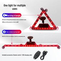 Saulės energija maitinamas trikampis avarinis įspėjamasis žibintas red