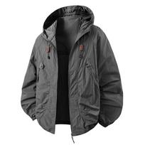 Men'S Lightweight Summer Outdoor Jacket with Large Zippered Pockets - Breathable, Quick-Drying,Spring And Summer Coat  Hooded Design Zippered Jacket XXL pilka