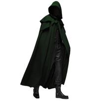 Helovino apsiaustas Cosplay kostiumas Kariūno burtininko su gobtuvu apsiaustas Pasirodymo kostiumas Green M black