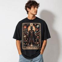 The Magician Tarot Card Graphic T-Shirt Major Arcana Mystic Tee S gray