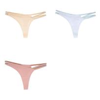 CINOON 3Pcs/Lot Women's Sexy Low-Rise Thong Ice Silk Seamless Double Silver Ribbon Panties One-Piece Quick-Dry Yoga Thong XL white