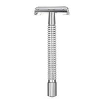 Stainless Steel Double Edge Safety Razor with Stainless Steel 20pcs Blades Traditional Men's Double-edge Shaving Razor Set gray