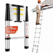 VEVOR Teleskopinės kopėčios, 320 cm Aliumininės Vieno mygtuko susitraukimo Sulankstomos prailginamos kopėčios, 170,1 kg talpa su neslystančiais kojelėmis
