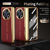 For Vivo X Fold6  Fold 6 180° Infinity Foldable Glass Front Film Vacuum Plating Anti-Fingerprint Hand Flap Phone Case Cover brown