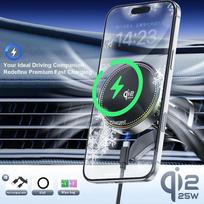 Qi2 25W Magnetic Wireless Car Charger Stand with Car Charger Air-Cooling Fan  RGB Light Phone Holder for Magsafe IPhone17 16 15 14 13 black