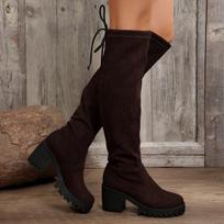Leopard Women Casual Comfortable Round Toe High Boots Knee High Fashion Chunky Winter  Trend Designer Boots Shoes for Women 41