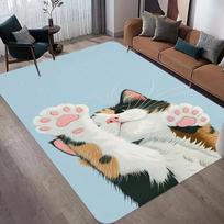 Cute Close Up Calico Cat Paw Print Area Rug Non Slip Soft Floor Mat Kawaii Pet Lover Carpet For Girls Bedroom Living Room 40X60CM gray