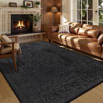 Persian American Black Carpet Large Area Living Room Decoration Home Retro Ethnic Bedroom Rug Cloakroom Lounge Soft Mat Washable 60x90cm door mat