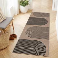 Boho geometrinis ilgas kilimas neslystantis, abstraktus arkos linijų raštas grindų kilimėlis skalbiamas, dekoratyvinis ilgas kilimas koridoriaus dekorui 40x120cm-Felt