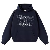 Funny Jesus Shepherd Graphic Hoodie Christian Mountain Landscape Faith Long Sleeve Oversized Fleece Streetwear 3XL