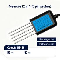 High Precision Agriculture Soil Sensor Moisture Temperature Humidity EC PH NPK with Optional 4-20mA 0-5V RS485 Output RS485  PH EC