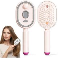 Electric Steam Brush, Rechargeable Detangling Steam Hair Straightener, Rechargeable Water Spray Hair Brush for Long Short Hairs rožinė