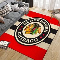 Chicago Blackhawks Flannel Pattern Square Carpet,Area Rug,Carpet Rug for Living Room Bedroom Sofa Playroom Decor,Non-slip Floor Mat 40x60cm( 15x23in )