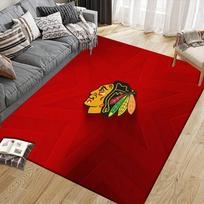 Chicago Blackhawks Flannel Pattern Square Carpet,Area Rug,Carpet Rug for Living Room Bedroom Sofa Playroom Decor,Non-slip Floor Mat 100x120cm( 39x47in )