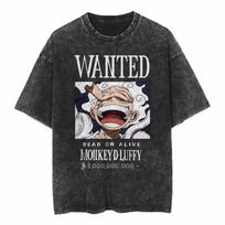 Anime One Piece Luffy Manga Graphic Print T-Shirt Men Women Vintage Washed O-neck Cotton Soft Summer New Tee Streetwear Harajuku Fashion Oversized Top XXL tamsiai mėlyna spalva