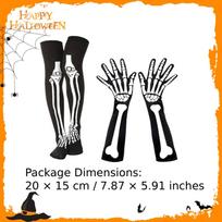 Halloween Skeleton Gloves And Socks, Thigh-high Machine Washable, Breathable, Comfortable black