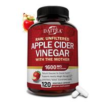 Daitea Apple Cider Vinegar Capsules, Raw Unfiltered with The Mother, 1600mg Per Serving, 120 Caps 120 Capsules