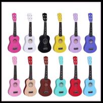 21/23-Inch Beginner All-Wood Colored Ukulele with Accessories (Small 4-String Guitar) black