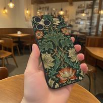 William Morris telefono dėklas iPhone 17,16,15,14,13,12,11,Pro,Max,Plus juodas smūgiams atsparus minkštas dėklas iPhone13 gray