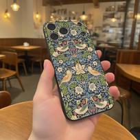 William Morris telefono dėklas iPhone 17,16,15,14,13,12,11,Pro,Max,Plus juodas smūgiams atsparus minkštas dėklas iPhone11 beige