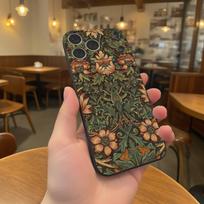 William Morris telefono dėklas iPhone 17,16,15,14,13,12,11,Pro,Max,Plus juodas smūgiams atsparus minkštas dėklas iPhone12PRO