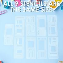 9-Piece Flexible Planner Stencil Set, Reusable Acrylic Calendar & Journal Template Kit white