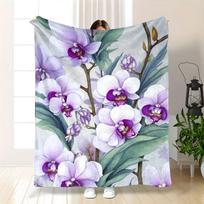 Vibrant Purple Pansy Soft Throw Blanket: Lush Floral Pattern Cozy Couch Cover for Fresh Cottagecore Home Decor 130cmx150cm gray