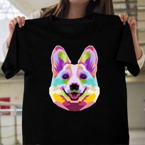 Pem Welsh Corgi Colorful Pop Art Portrait for Dog Lovers Pullover Gift for Dog Lovers Men T Shirts XXXL juoda