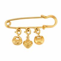 Safety Pin Brooch, Cardigan Clip, 18K Gold Plated Stainless Steel, Anti Tarnish Chunky Ocean Heart Shape Jewelry Women beige