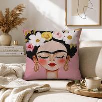 AArt Frida Kahlo Pillow Case for Sofa Living Room Home office Decor Protective Cover 30cmx30cm(12x12Inch) gray