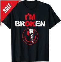 I'M Ok I'M Broken Invisible Illness Confused Smile Im Broken T-Shirt S black