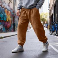 Men's Thermal Lined Joggers With Elastic Waistband & Drawstring | Relaxed Fit Cuffed Streetwear Pants L šviesiai ruda spalva