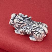 S999 Sterling Silver Five Blessings Pixiu Beads DIY Bracelet for Wealth S999 Silver gray