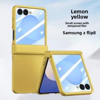 Skin Feel Phone Case for Samsung Z Flip 8 7 FE 6 5 4 3 Flip7 Flip6 Flip5 Flip8 With Screen Protective Cover Solid Color Galaxy Z Flip 8 geltona