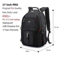 Swiss-Multifunctional Bags Durable 17 Inch Laptop Backpack,45L Travel Bag College Bookbag USB Charging Port Water Resistant