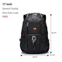 Swiss-Multifunctional Bags Durable 17 Inch Laptop Backpack,45L Travel Bag College Bookbag USB Charging Port Water Resistant black