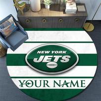 Custom Name New York Jets Round Area Rug,Carpet Rug for Living Room Bedroom Sofa Playroom Decor,Non-slip Floor Mat 80cmx80cm