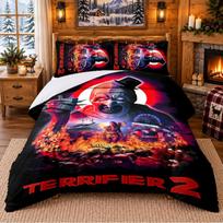 Terrifier Art the Clown Pattern Bedding 3Pcs Set Bed Sheet And Pillowcases For Indoor Bedroom 180cmx210cm
