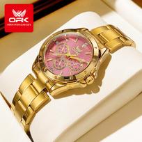 OPK 6001 Wristwatch for Women Fashion Trends Stainless steel Strap Waterproof Full Gold Watches