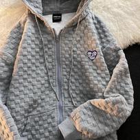 Moteriški megztiniai su gobtuvu Fashion laisvas vaflinis vienspalvis megztinis ilgomis rankovėmis XXL pilka