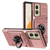 Armor Shockproof Case for Motorola Moto G Edge 50 Pro G Play 5G 4G 2024 G Power Stylus 5G 2024 2023 Cover Ring Car Holder Case Moto G Edge 50 Pro rožinio aukso spalvos