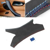 Microfiber Leather Inner Handle Pull Cover For BMW 3 Series E90 E91 Interior Right Door Panel Cover Trim Black w/ red blue line gray