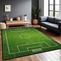 Futbolo aikštės tematikos svetainės didelis kilimas Žalia žolė Baltos futbolo aikštės linijų dizainas Neslystantis kilimas namų dekoravimui 120x160cm