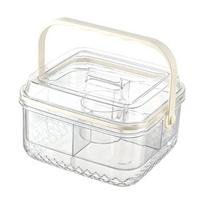 Portable Divided Fruit Basket With Lid And Cooling Compartment Snacks Storage Box For Outdoor Picnics And Home Use M white