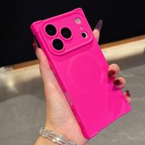 Stačiakampis Aikštė Tiesus Kraštas Belaidis Įkrovimas Magnetinis Dėl Magsafe Dėklo Dėl iPhone 17 16 15 14 13 Pro Max Silikoninis Dangtelis 17Pro pink