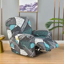 Printed Flexible Recliner Sofa Cover Soft Stretch Single Sofa Covers Used For Family Room Pets Kid Split Functional Lounger Chair Case 1 Piece (4 Parts) gray